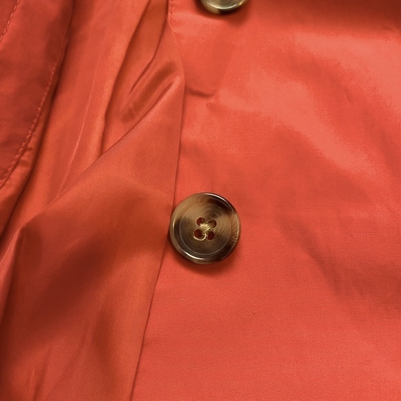 🌟EDDIE BAUER fully lined Red Coral Button Up Trench Coat Raincoat rain jacket - Picture 4 of 13